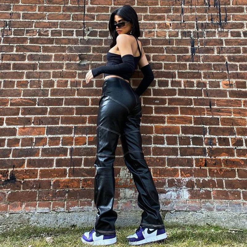 Damen Asymmetrisches Crop-Top mit langen Ärmeln EB