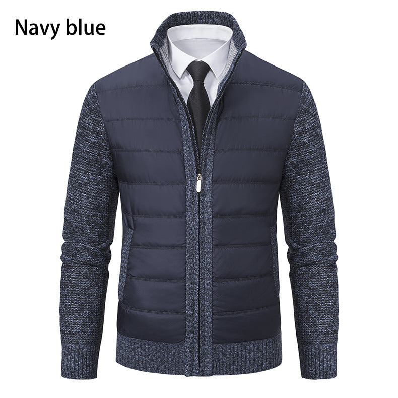 Herren nan gesteppte Hybrid-Strickjacke mit Stehkragen Reißverschluss und Eingrifftaschen EB