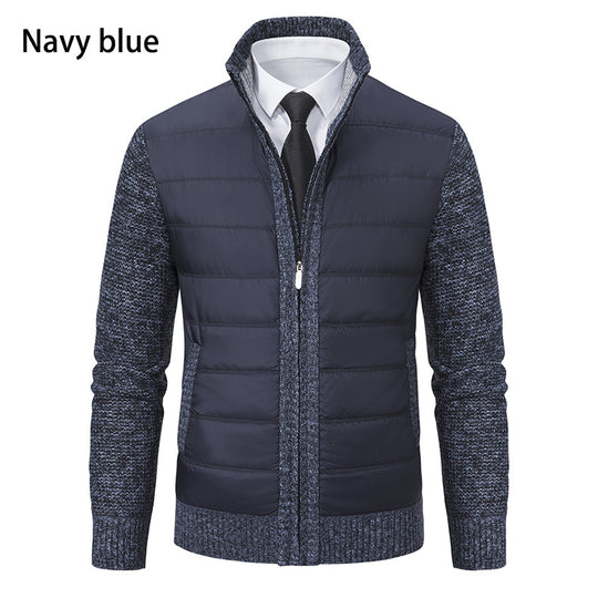 Herren nan gesteppte Hybrid-Strickjacke mit Stehkragen Reißverschluss und Eingrifftaschen EB