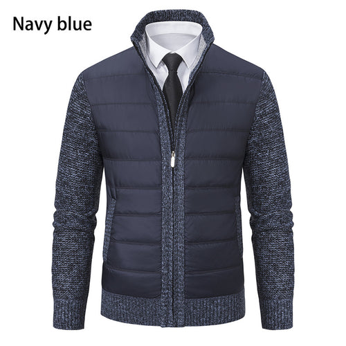 Herren nan gesteppte Hybrid-Strickjacke mit Stehkragen Reißverschluss und Eingrifftaschen EB