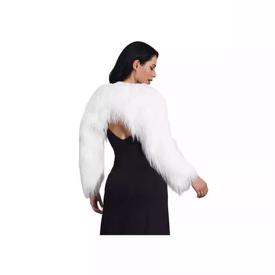 Damen Extravaganter Kunstpelzbolero mit elegantem Schnitt EB