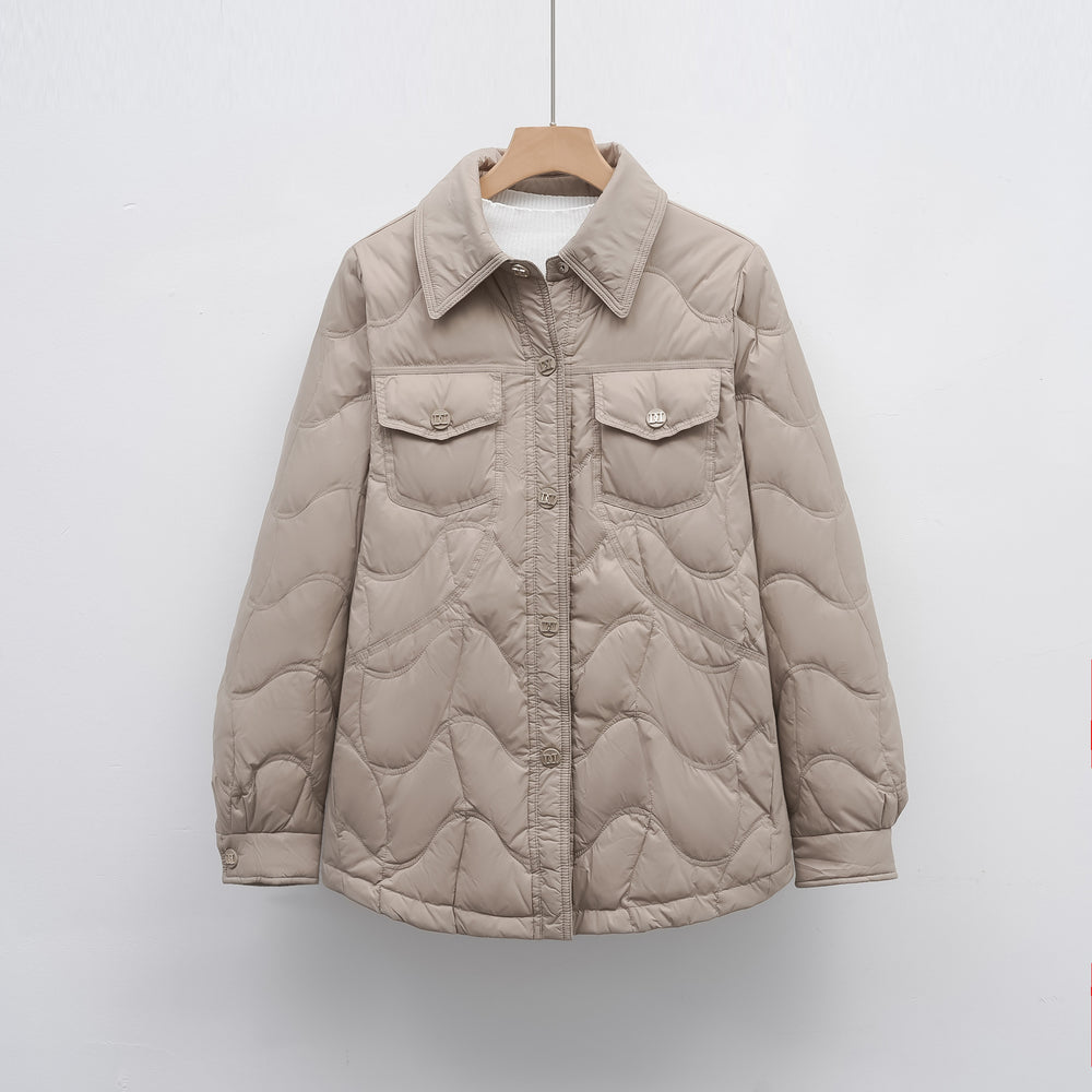 Damen gesteppte Outdoor-Jacke mit Taschen und bequemer Passform EB