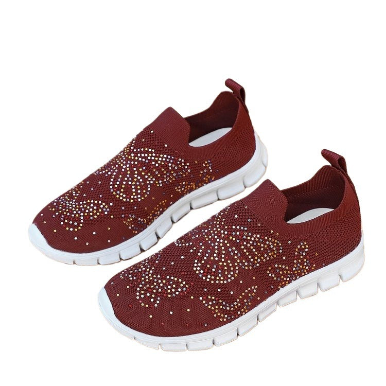 Damen Sportliche Slip-Ons mit funkelnden Verzierungen EB