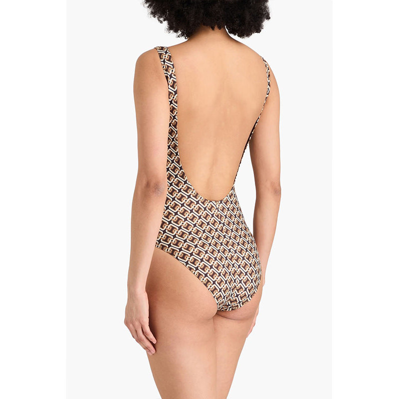 Damen Designer Badeanzug mit geometrischem Muster EB