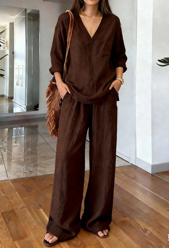 Damen Bequeme Leinen-Hose mit lässigem Schnitt und praktischen Taschen EB