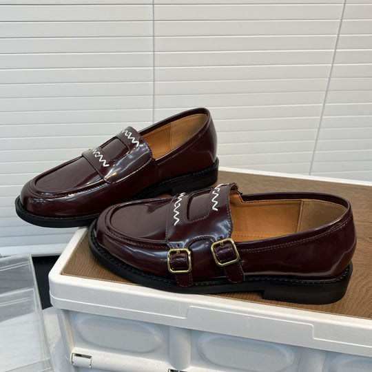 Damen Elegante Mokassins mit doppeltem Schnallenverschluss EB