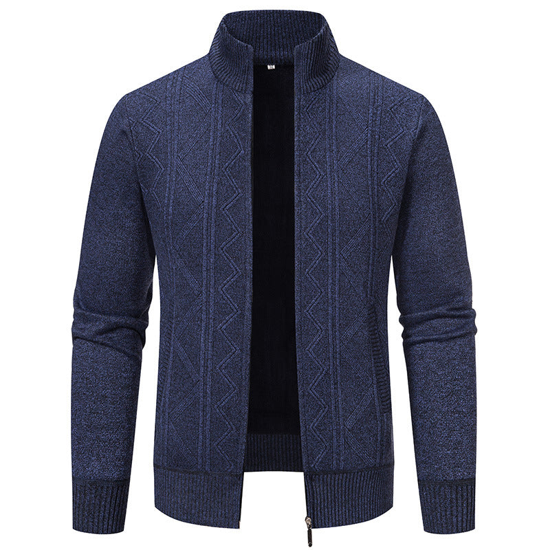 Herren Strickjacke mit modernem Reißverschluss und dekorativem Muster EB