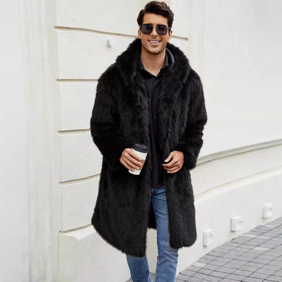 Herren Elegant gefütterter Mantel mit Kapuze EB