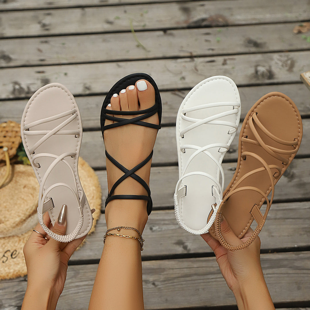 Damen Elegante Freizeit-Sandalen mit verstellbarem Riemen EB