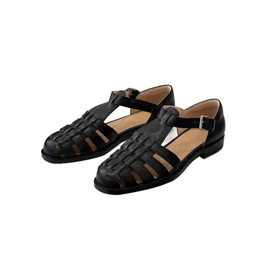 Damen Komfortable Sandalen aus hochwertigem Leder mit modischem Flecht-Design EB