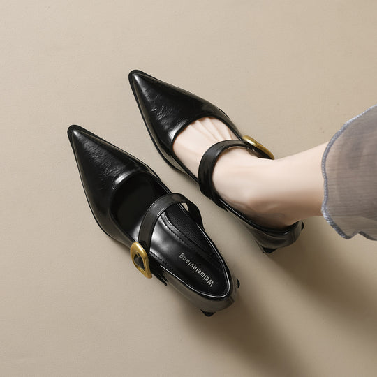Damen elegante Mary-Jane Schuhe mit modischem Schnallenverschluss EB