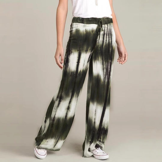 Damen Weite Stoffhose mit einzigartigem Batikdesign EB