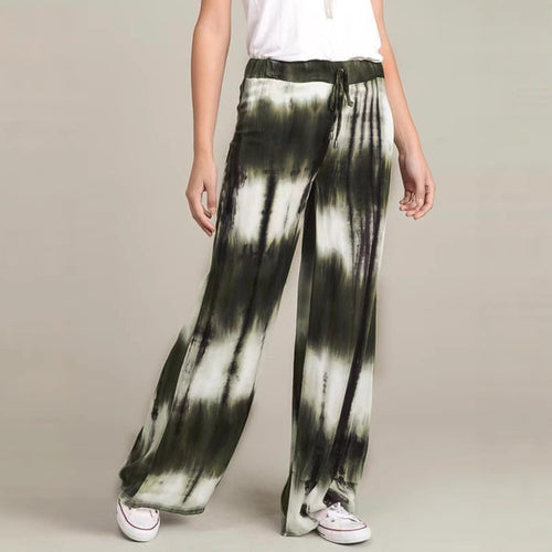 Damen Weite Stoffhose mit einzigartigem Batikdesign EB
