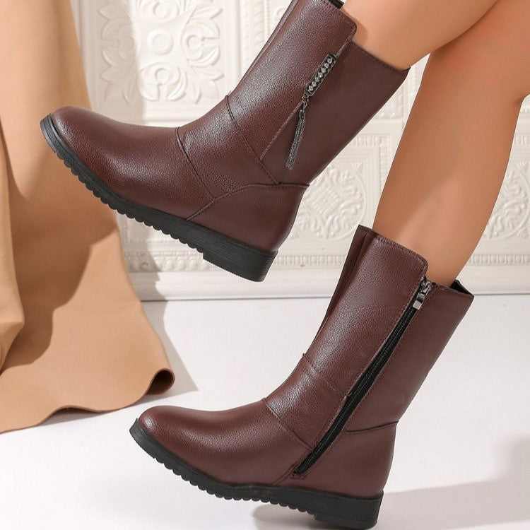 Damen modische Stiefel mit elegantem Reißverschluss und komfortabler Sohle EB