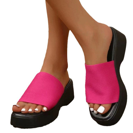 Damen Komfortable Wedge-Pantoletten mit breitem Riemendesign und anatomischem Fußbett EB