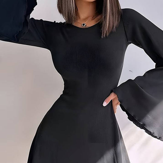 Damen A-Linien Minikleid mit ausgestellten Trompetenärmeln und taillierter Silhouette Eichborn Berlin