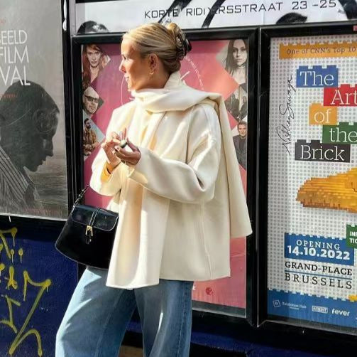 Damen Oversized Mantel mit asymmetrischem Kragen EB