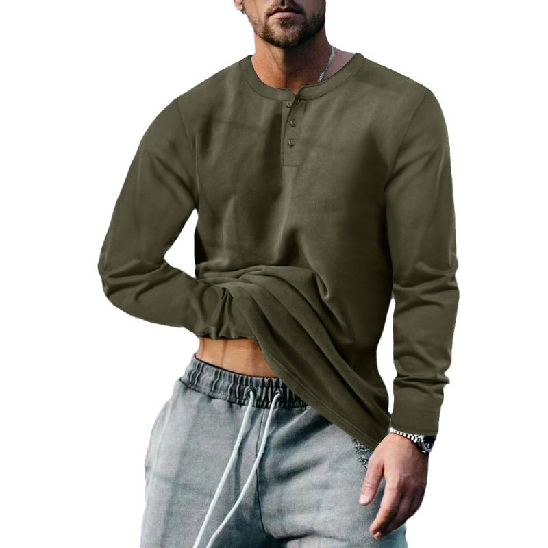 Herren Langarm-Henley-Shirt mit klassischem Knopfleisten-Design und weichem Baumwollmix EB