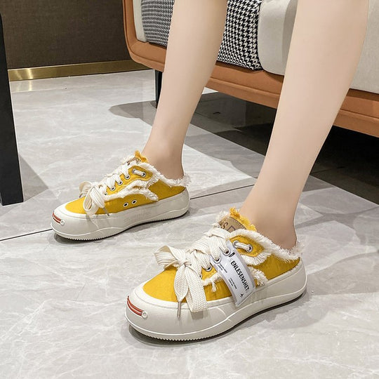 Damen Bequeme Sneakers mit stylischem Fleece-Obermaterial und modischem Design EB