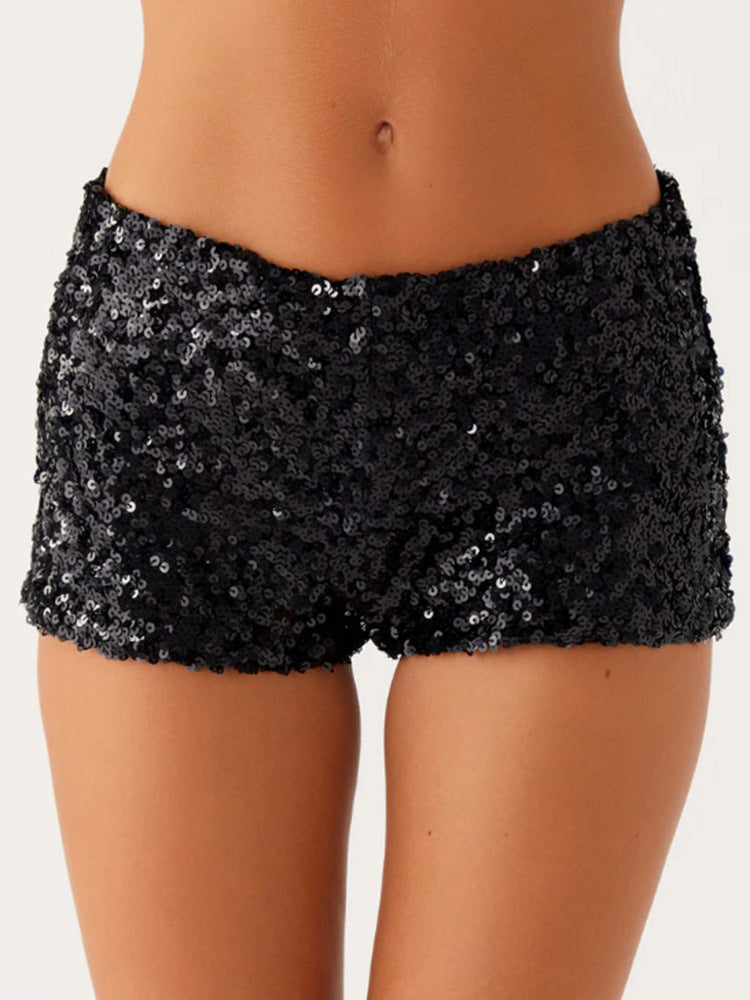 Damen Glitzernde Shorts mit angesagtem Schnitt und elastischem Bund EB