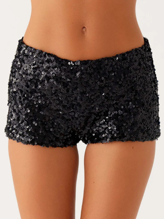 Damen Glitzernde Shorts mit angesagtem Schnitt und elastischem Bund EB