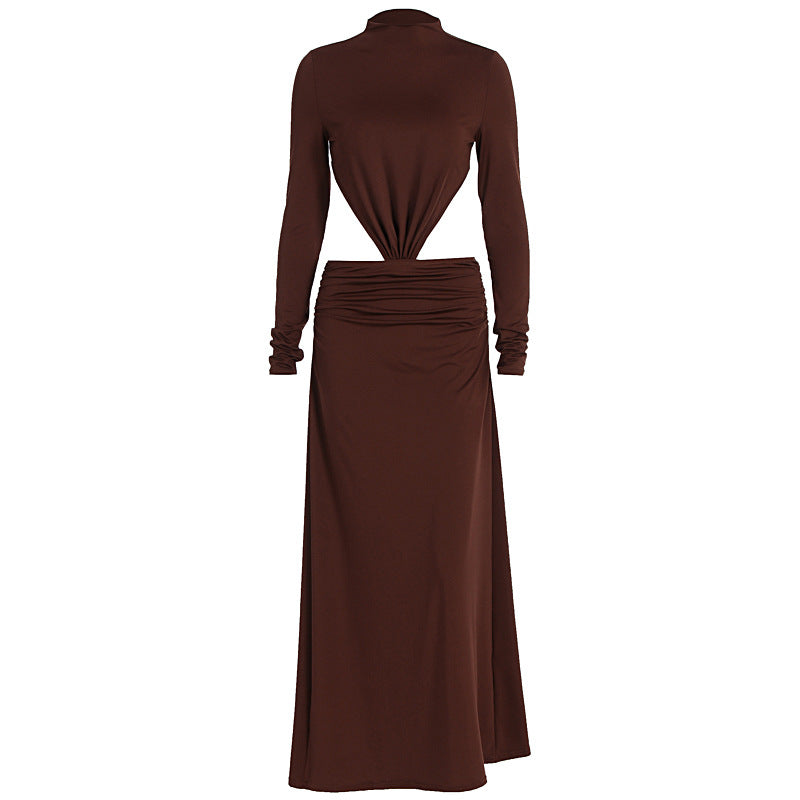 Damen Elegantes Wickelkleid mit langen Ärmeln und Raffungen EB