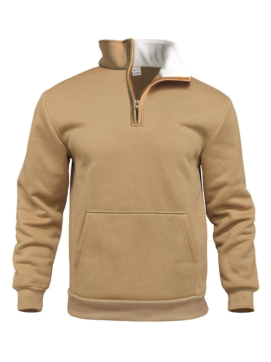 Herren sportlicher Kapuzenpullover mit halbem Reißverschluss und praktischer Kängurutasche EB