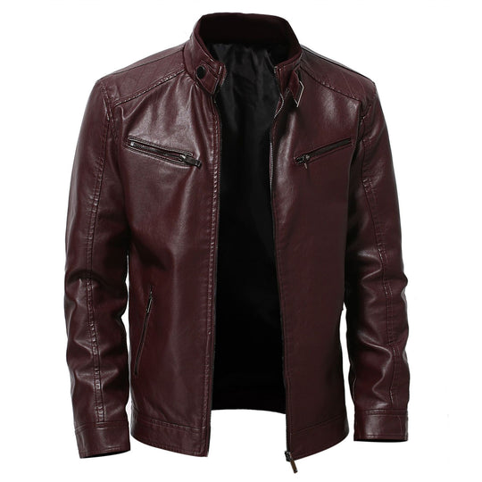 Herren stylische Kunstleder-Motorradjacke im Biker-Stil EB