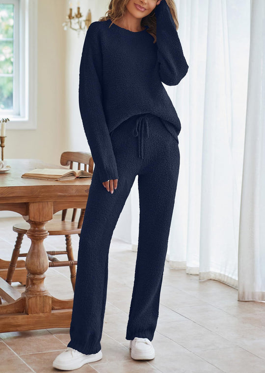 Damen nan kuscheliges Lounge-Set mit Oversize-Pullover und Kordelzughose EB