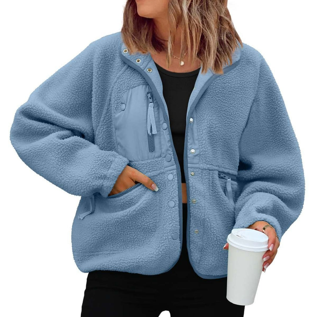Damen kuschelige Fleecejacke mit praktischen Taschen EB