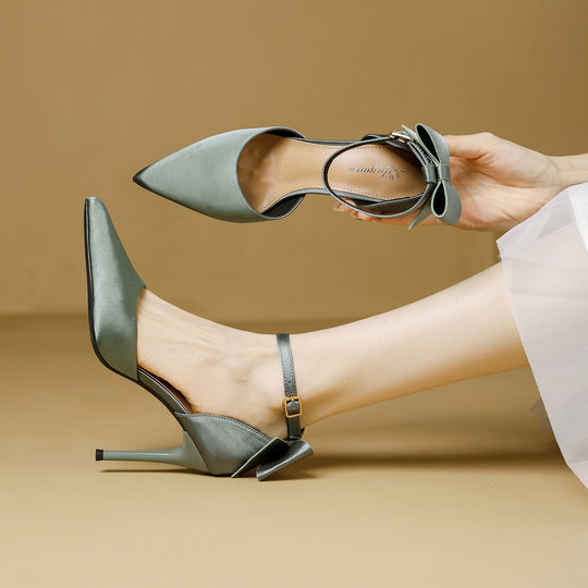 Damen schicke High Heels mit dekorativem Schleifenverschluss EB
