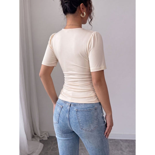 Damen elegante Bluse mit Perlen-Detail EB