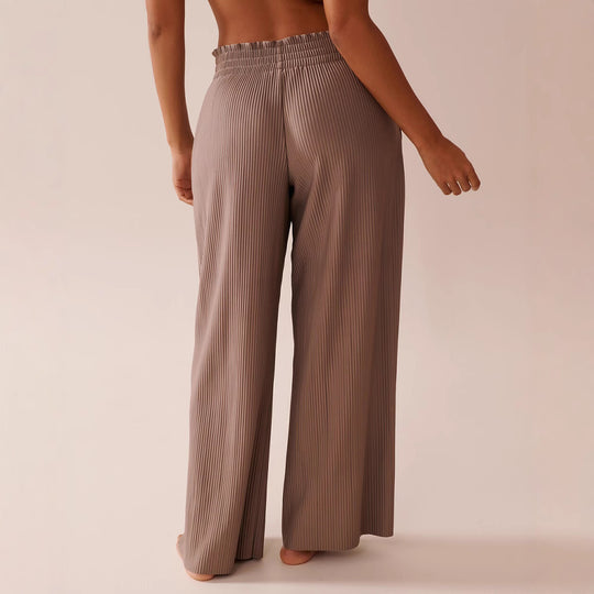 Damen Plissee-Hose mit elastischem Bund und Seitentaschen EB