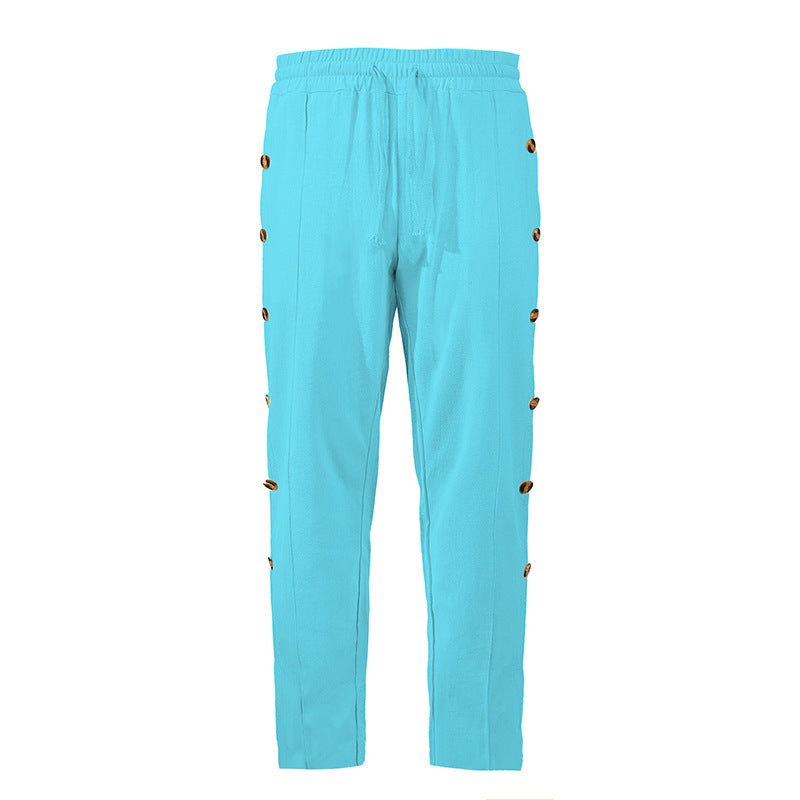 Herren modische Designerhose mit Knopfleiste und verstellbarem Bund EB