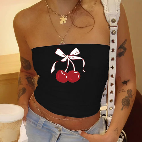 Damen Bandeau-Top mit elegantem Spitzenbandmotiv EB