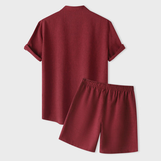 Damen Kurzarm Pyjama-Set aus atmungsaktivem Stoff mit elastischem Bund EB