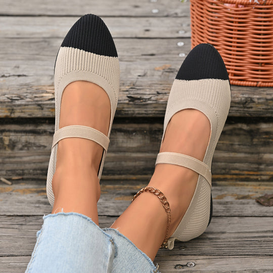 Damen Ballerinas mit elastischem Riemendesign und atmungsaktiver Textiloberfläche EB