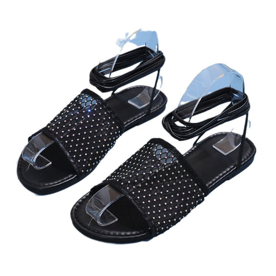 Damen Strass Verzierter Sandalen EB
