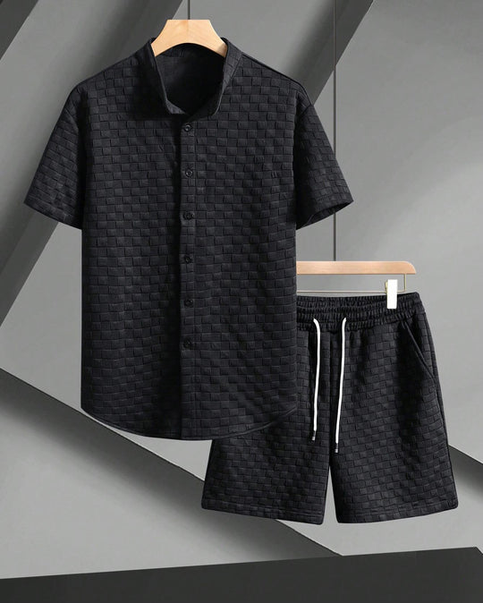 Damen lässiges Kurzarm Hemd und Shorts Set EB