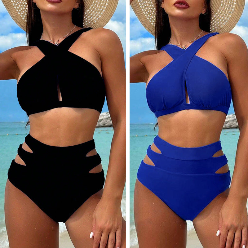 Damen Hochgeschnittener Bikini mit stylischen Cut-Outs EB
