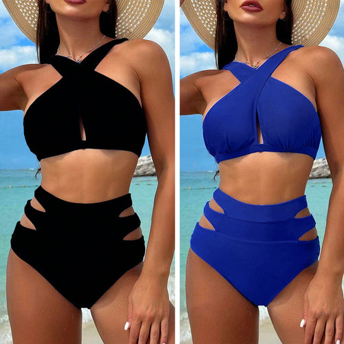 Damen Hochgeschnittener Bikini mit stylischen Cut-Outs EB