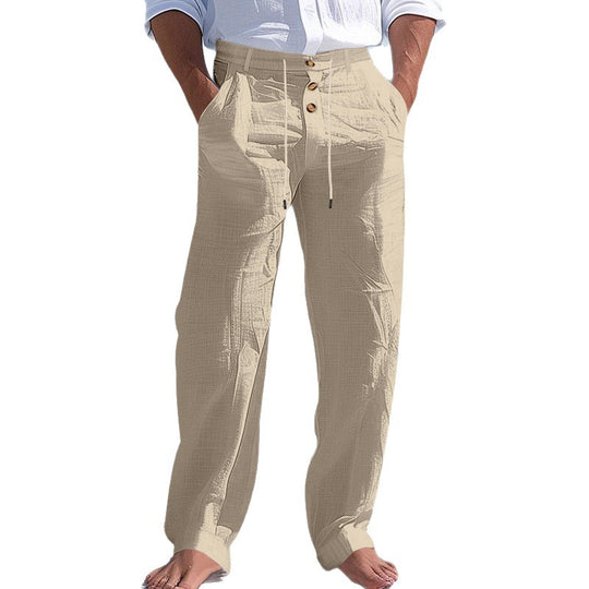 Herren lässige Strandhose mit elastischem Bund und Druckknopf EB