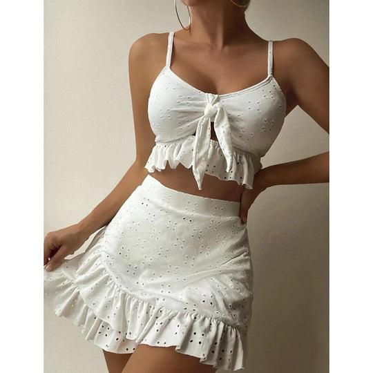 Damen Top und Rock-Set mit Rüschendetails EB