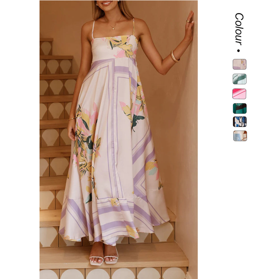 Damen Maxikleid mit floralem Motiv und fließendem Schnitt EB