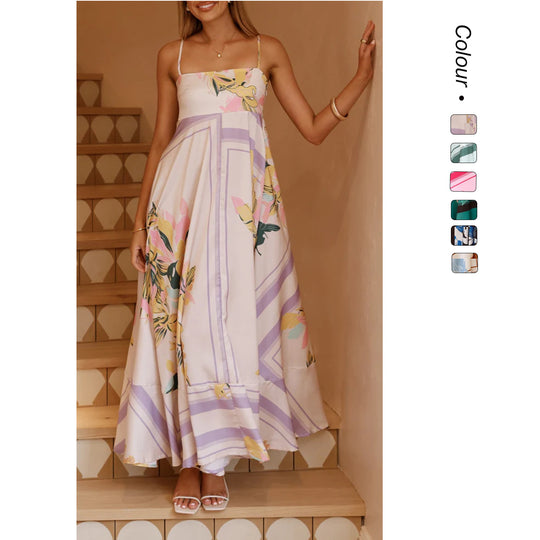 Damen Maxikleid mit floralem Motiv und fließendem Schnitt EB