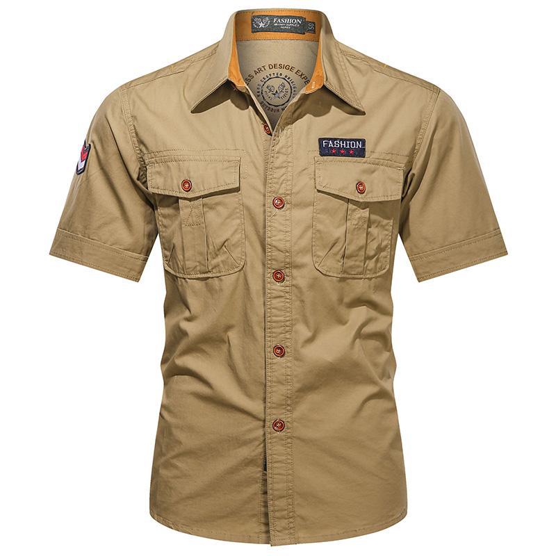 Men's  utility long-sleeve cotton work shirt with dual chest pockets EB