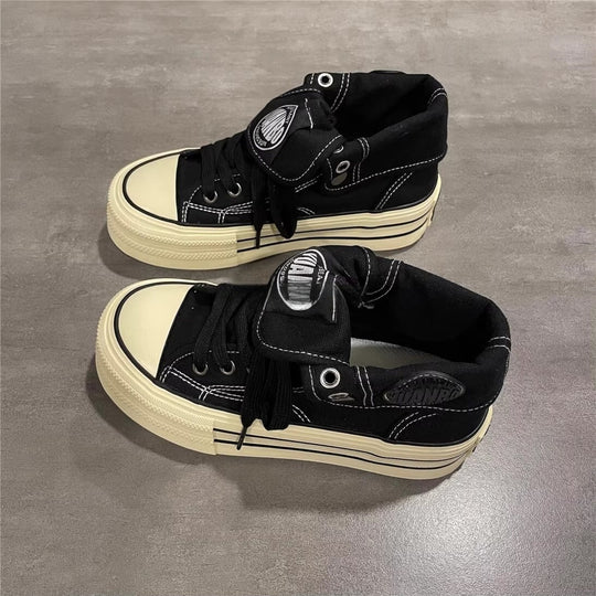 Damen Hohe Sneaker mit coolem Vintage-Design und praktischer Schnürung EB