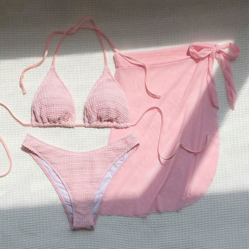 Damen Bikini-Set mit gehäkeltem Oberteil und elegantem Wickelrock EB