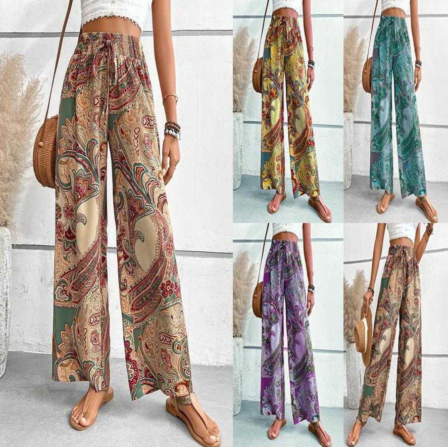 Damen Palazzo-Hose mit weitem Bein und Paisleymuster EB