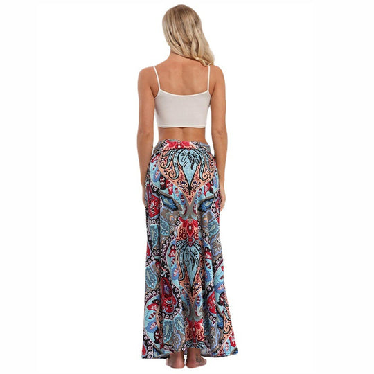 Damen nan Maxirock mit Elastikbund und Eingrifftaschen im Boho-Muster EB